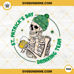 St Patricks Day Drinking Team PNG, Skeleton Beanie Drink Beer PNG, Funny Shamrock PNG