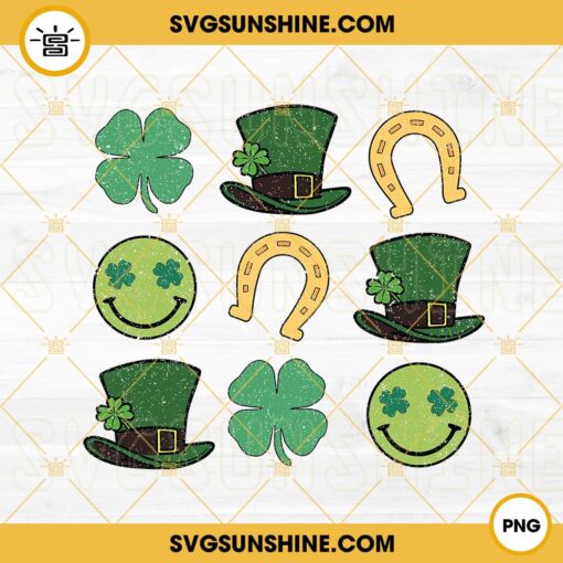 St Patricks Day Item PNG, Shamrock Leaf PNG, Lucky Smiley Face PNG, Leprechaun Hat PNG, Horseshoe PNG