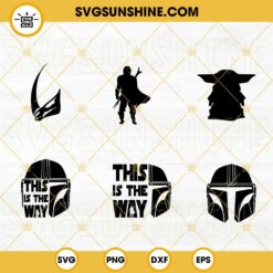 Star Wars Mandalorian SVG Bundle, Mandalorian Helmet SVG, This Is The Way SVG, Yoda SVG PNG DXF EPS Silhouette