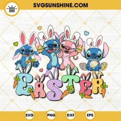 Stitch And Angel Easter SVG, Easter Bunny Stitch SVG, Disney Easter SVG PNG DXF EPS