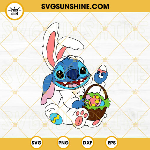 Stitch Bunny With Easter Eggs SVG, Lilo And Stitch Easter SVG PNG DXF EPS Files