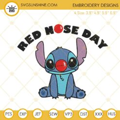 Red Nose Day Stitch Embroidery Design File Download
