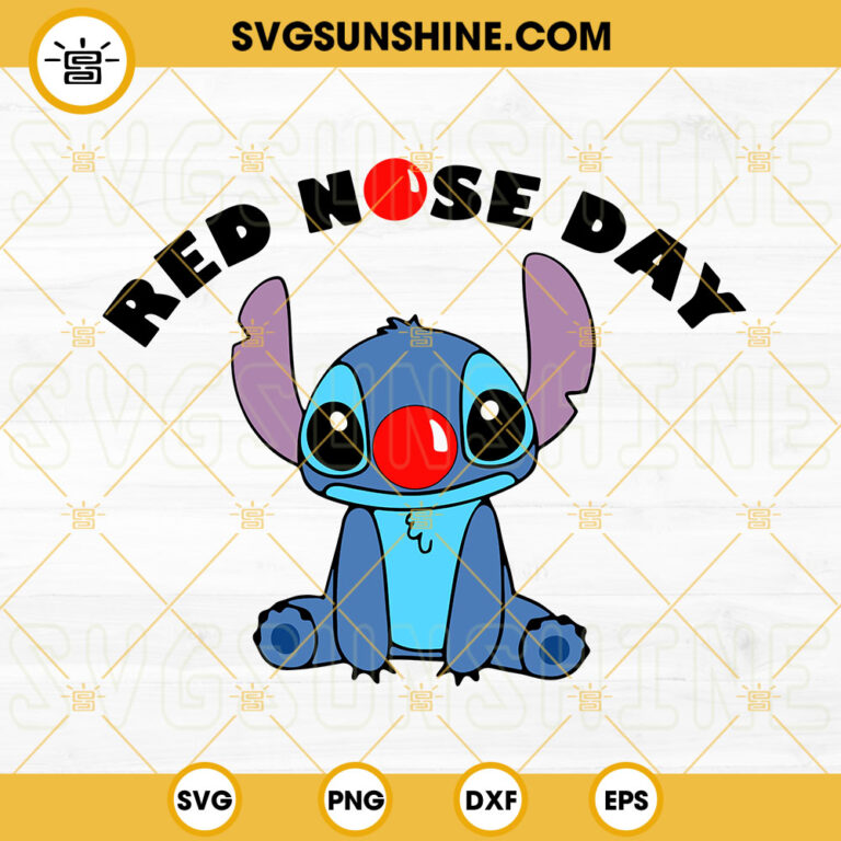 Stitch Red Nose Day SVG, Fund Raising SVG, Funny Red Nose SVG PNG DXF