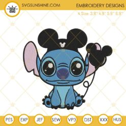 Stitch Mickey Ears Embroidery File, Cute Disney Embroidery Design