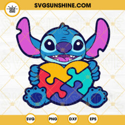 Stitch With Puzzle Heart SVG, Autism Support SVG, 2nd April SVG, Autism Awareness Month SVG PNG DXF EPS