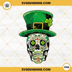 Sugar Skull Leprechaun Hat PNG, Irish Skull PNG, Lucky Clover PNG, St Patricks Day PNG Digital Downloads