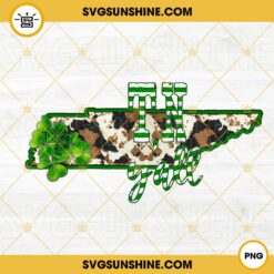 Tennessee Map St Patricks Day PNG, Western Cow Print Shamrock PNG, Tennessee Y'all Lucky PNG