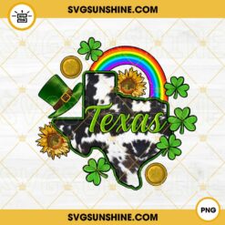 Texas Map St Patricks Day PNG, Western Cowhide PNG, Irish Day PNG Digital File