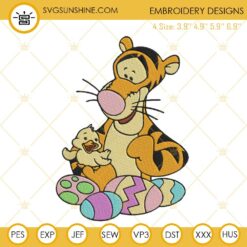 Tigger With Easter Eggs Chicken Embroidery Design, Disney Winnie The Pooh Easter Embroidery File