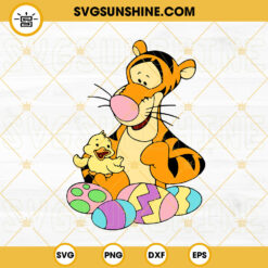 Tigger With Easter Eggs SVG, Chicken Easter SVG, Disney Pooh Easter SVG PNG DXF EPS