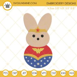 Wonder Woman Easter Peep Embroidery Design, Cute Superhero Easter Day Embroidery File
