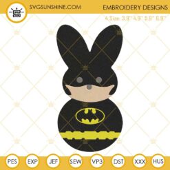 Batman Peeps Embroidery Design, Superhero Easter Bunny Embroidery File