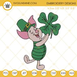 Winnie Pooh Shamrock Embroidery Designs, Disney St Patricks Day Embroidery Files
