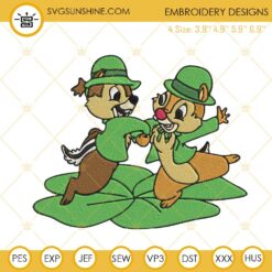 Chip And Dale Leprechaun St Patricks Day Embroidery Design Files