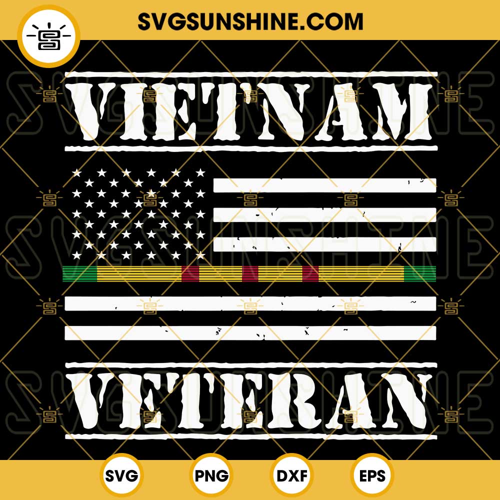 Vietnam Veteran Thin Line American Flag SVG, US Military SVG, Proud ...