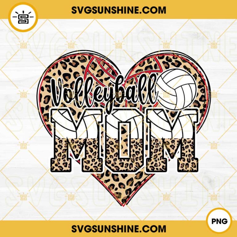 Volleyball Mom PNG, Leopard Heart PNG, Sports Mama PNG Digital Download