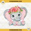 Watercolor Elephant Floral PNG, Flower Baby Elephant PNG, Cute Animal PNG Clipart