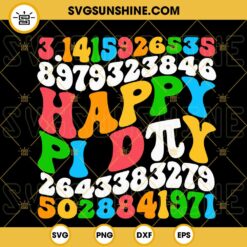 Wavy Happy Pi Day SVG, 3 14 Pi Number SVG, March 14th SVG, Elementary Teacher SVG PNG DXF EPS