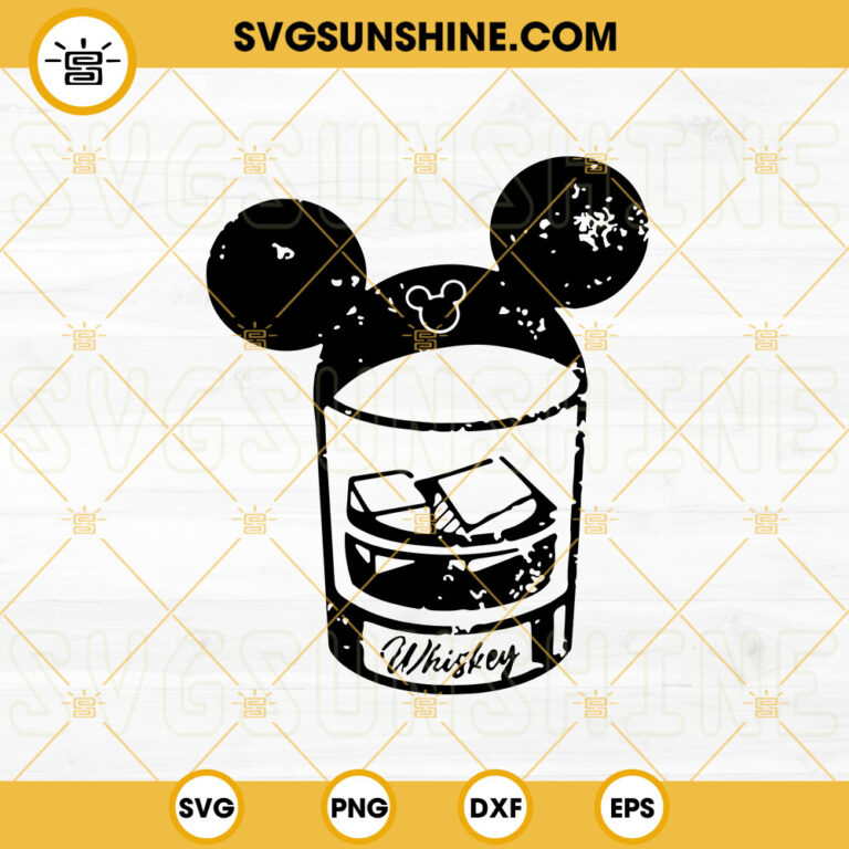 Whiskey Glass Mickey SVG, Mouse Head Alcohol SVG, Family Vacation SVG