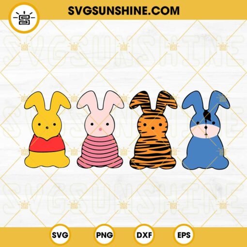 Winnie The Pooh Easter Peeps SVG, Easter Bunny SVG, Cute Easter Disney SVG PNG DXF EPS