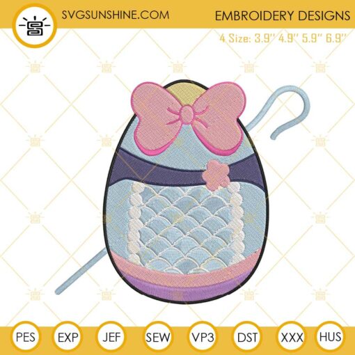 Bo Peep Easter Egg Machine Embroidery Design, Toy Story Easter Embroidery Files