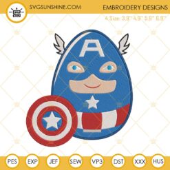 Captain America Easter Egg Embroidery Design, Super Hero Easter Machine Embroidery Files