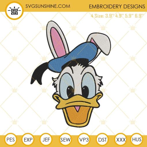 Donald Duck Easter Bunny Machine Embroidery Design File