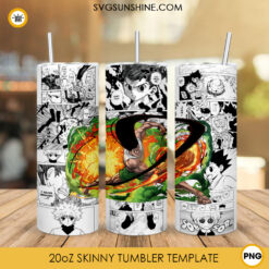 Gaara Sunagakure 20oz Skinny Tumbler Wrap PNG, Anime Naruto Template Tumbler Design PNG