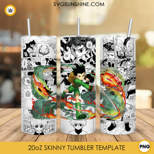 Gon Freecss Hunter X Hunter 20oz Skinny Tumbler Wrap Design PNG, Anime Tumbler Sublimation Design Download