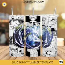 Killua Zoldyck 20oz Skinny Tumbler Wrap Design, Anime Hunter X Hunter Tumbler PNG Sublimation