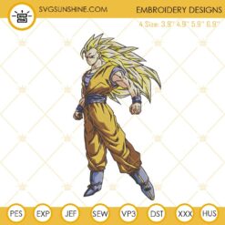 Goku SSJ3 Embroidery Design, Dragon Ball Z Embroidery File