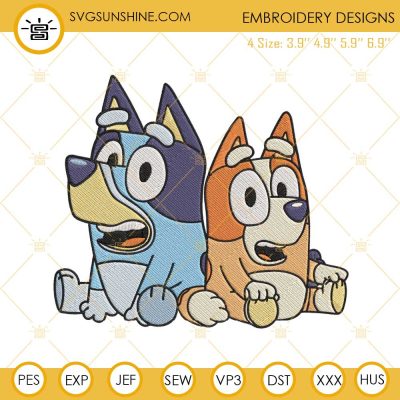 Bluey With Bingo Machine Embroidery Design, Bluey And Sister Embroidery ...