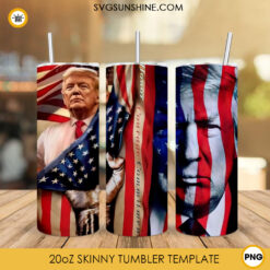 Trump USA Flag 20oz Skinny Tumbler PNG, Make America Great Again Tumbler Template PNG Download