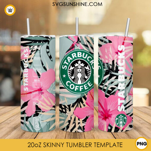 Aloha Starbucks Coffee 20oz Skinny Tumbler Wrap Template PNG