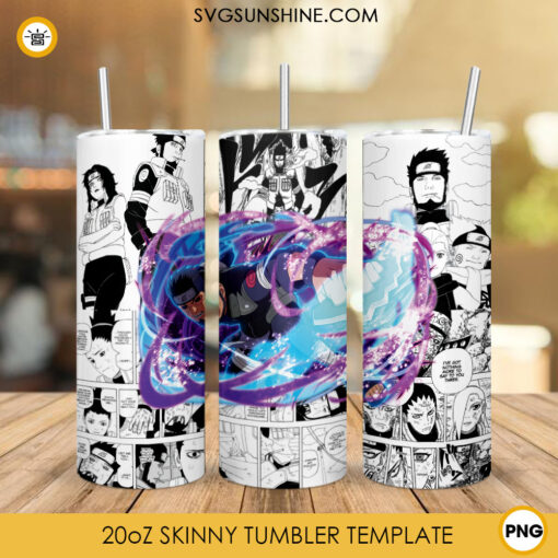 Asuma Sarutobi Naruto 20oz Skinny Tumbler Wrap PNG, Anime Tumbler Template Design PNG