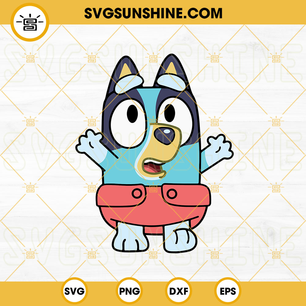 Baby Bluey SVG, Aussie Dog SVG, Cute Blue Dog SVG, Bluey Dog Cartoon SVG PNG DXF EPS
