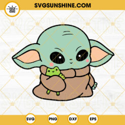 Baby Yoda With Frog SVG, Grogu SVG, The Mandalorian SVG, Cute Star Wars SVG PNG DXF EPS