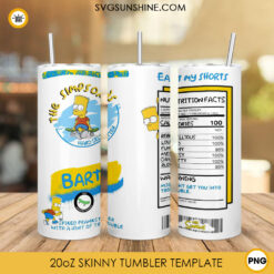Bart Simpson Nutrition Facts 20oz Skinny Tumbler Wrap PNG, Simpson Cartoon Straight And Tapered Tumbler Template PNG