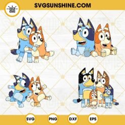 Bluey SVG Bundle, Bluey Family SVG, Bandit Heeler SVG, Bingo Heeler SVG, Blue Aussie Dog Cartoon SVG PNG DXF EPS
