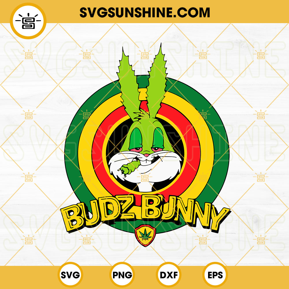 Budz Bunny SVG, Bugs Bunny Smoking Weed SVG, Rabbit Stoner SVG, Looney Tunes Marijuana SVG PNG DXF EPS