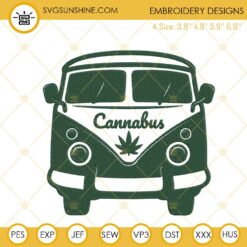 Cannabus Embroidery File, Cannabis Hippie Van Embroidery Design