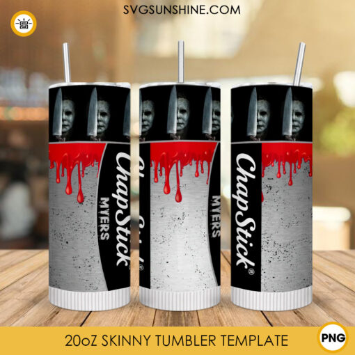 Chapstick Myers 20oz Skinny Tumbler Wrap PNG, Michael Myers Tumbler Template Designs