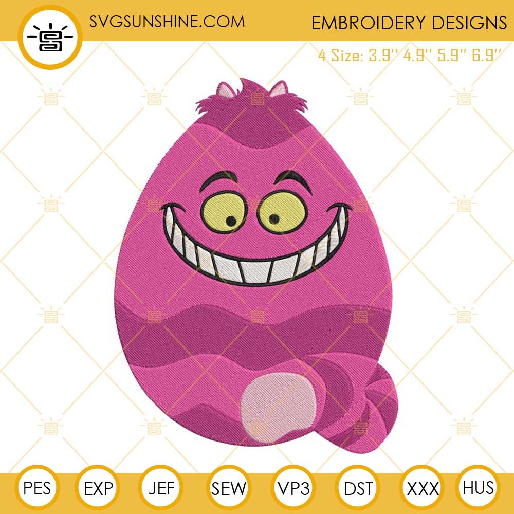 Cheshire Cat Easter Egg Embroidery Designs, Disney Easter Embroidery Files