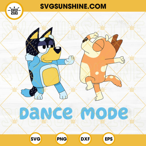 Chilli Heeler And Bandit Heeler Dance Mode SVG, Bluey Family Dancing SVG, Funny Bluey Dog Cartoon SVG PNG DXF EPS