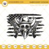 Cowboy Skeleton American Flag Embroidery Designs, Western Skull Embroidery Files