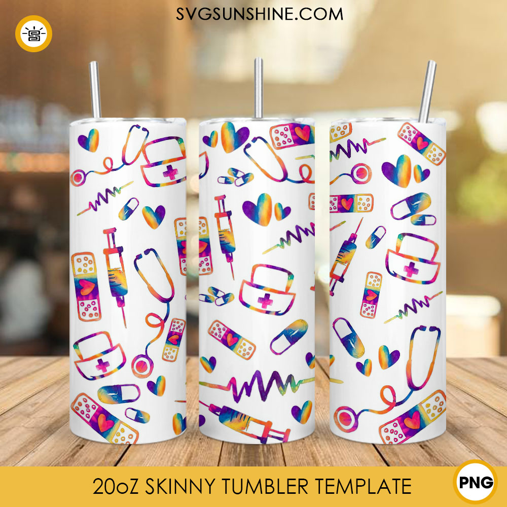 Cute Nurse Love 20oz Skinny Tumbler PNG Sublimation, Healthcare And Medicine Tumbler Wrap Template PNG Designs