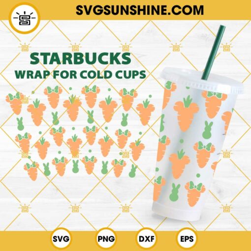 Easter Carrot Mouse Ears Starbucks Cup Wrap SVG, Cute Easter Day SVG, Easter Venti Cold Cup Full Wrap No Hole SVG