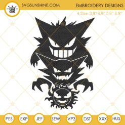 Pokemon Ghost Embroidery Designs, Dark Type Pokemon Embroidery Files