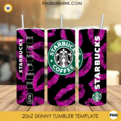 Glittery Lips Starbucks 20oz Skinny Tumbler Wrap Template PNG Sublimation Designs