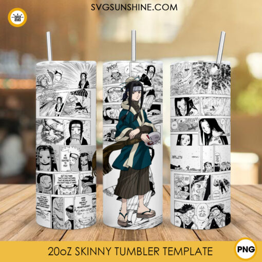 Naruto Haku 20oz Tumbler Wrap Template PNG, Anime Skinny Tumbler Wrap PNG